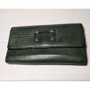 Fossil Long Live Vintage 1954 Green Leather Trifold Wallet Forest Green